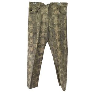 for joseph Tan black snake print suede Leather straight leg Dress Pants